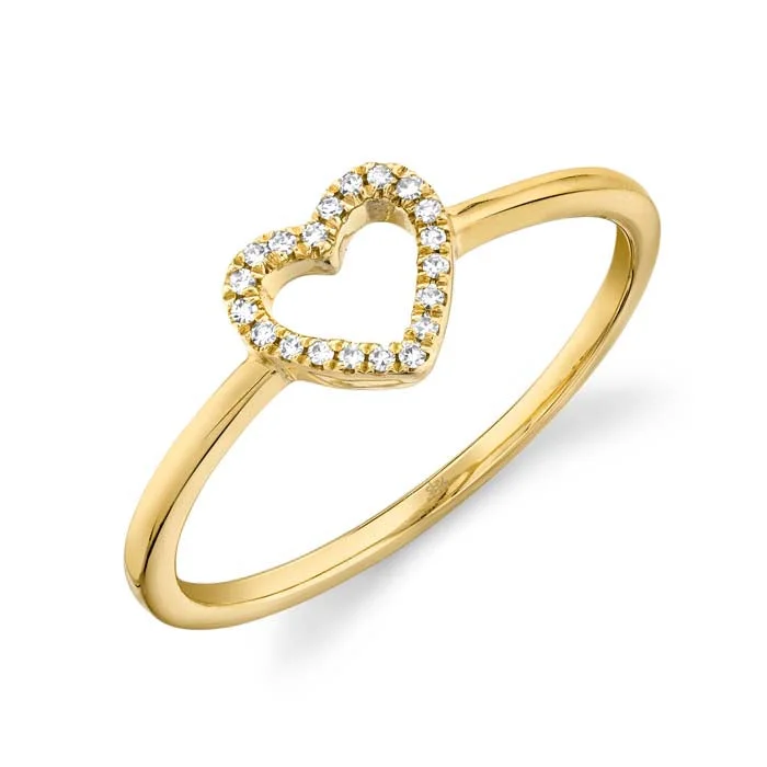 white gold rings for women -Shy Creation Diamond Heart Ring in 14K Yellow Gold