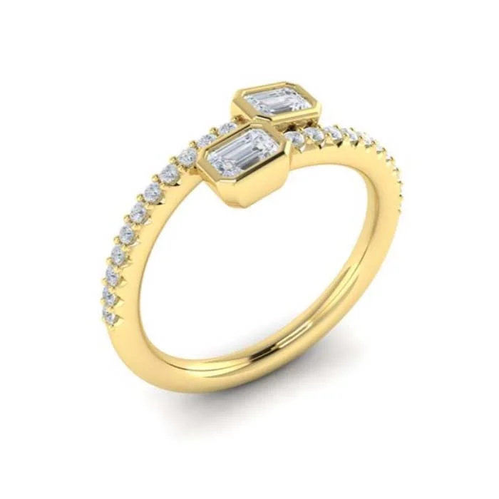 double band rings for women -Vlora Diamond Baguette Wrap Ring in 14K Yellow Gold