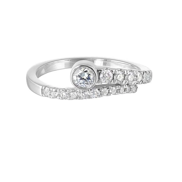 custom gold rings -Mountz Collection .50CTW Diamond "Love's Crossing" Ring in 14K White Gold