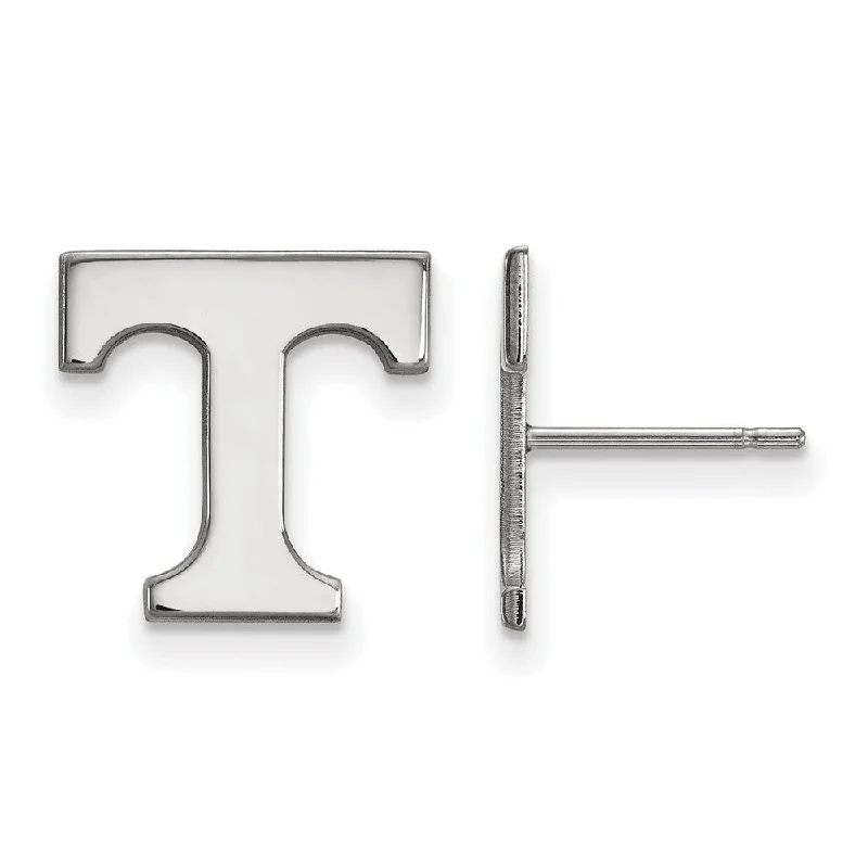 custom earrings for women -10k White Gold University of Tennessee Small Initial T Post Earrings