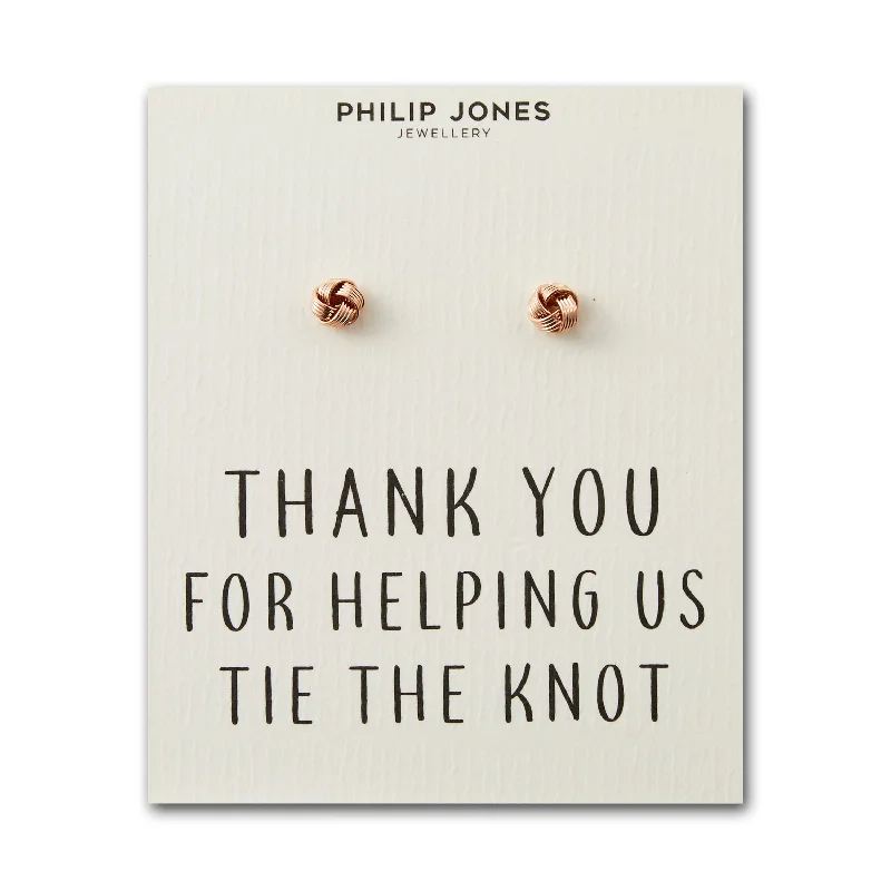 simple stud earrings for women -Rose Gold Plated Thank You for Helping us Tie The Knot Earrings with Quote Card