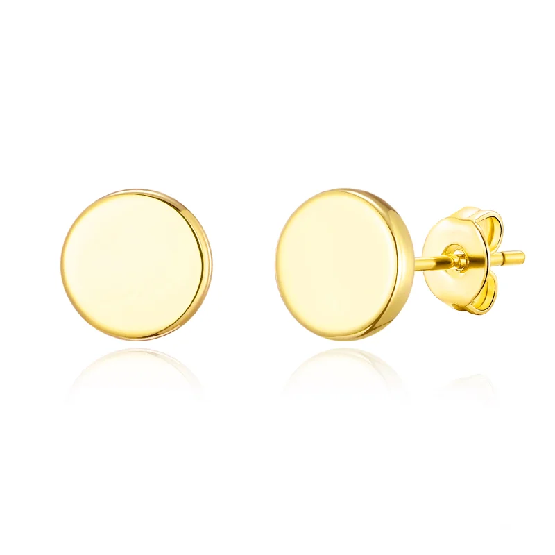 vintage earrings for women -Gold Plated Round Dot Stud Earrings