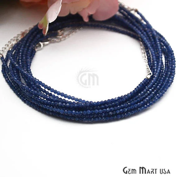 choker necklaces for women -Blue Chalcedony Bead Chain, Silver Plated Jewelry Making Necklace Chain