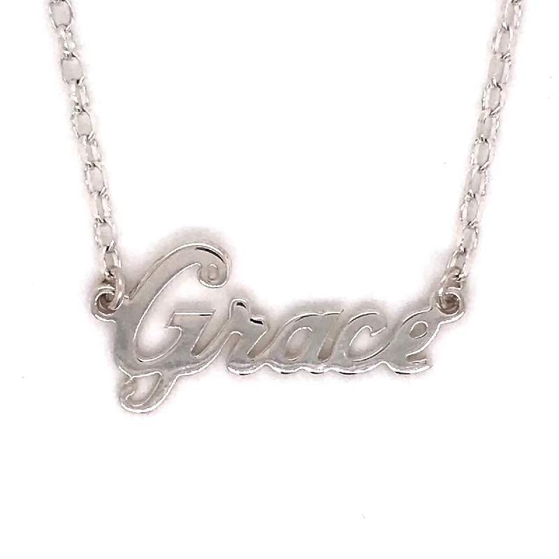 infinity pendant necklaces for women -Name Plate Necklace Silver