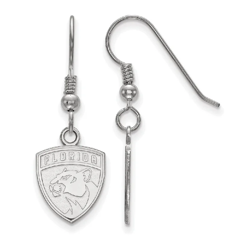 chic drop earrings for women -Sterling Silver NHL Florida Panthers Small Dangle Earrings