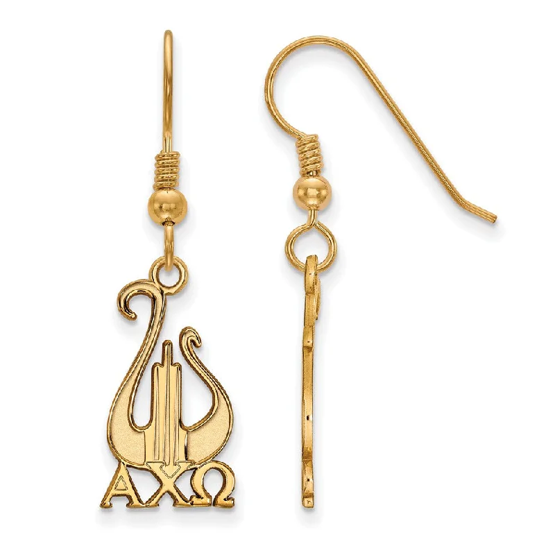 evening drop earrings for women -14K Plated Silver Alpha Chi Omega Medium Dangle Earrings