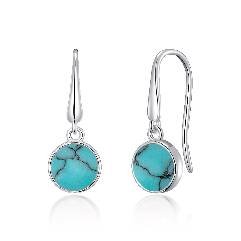 gold hoop earrings for women -Synthetic Turquoise Drop Earrings