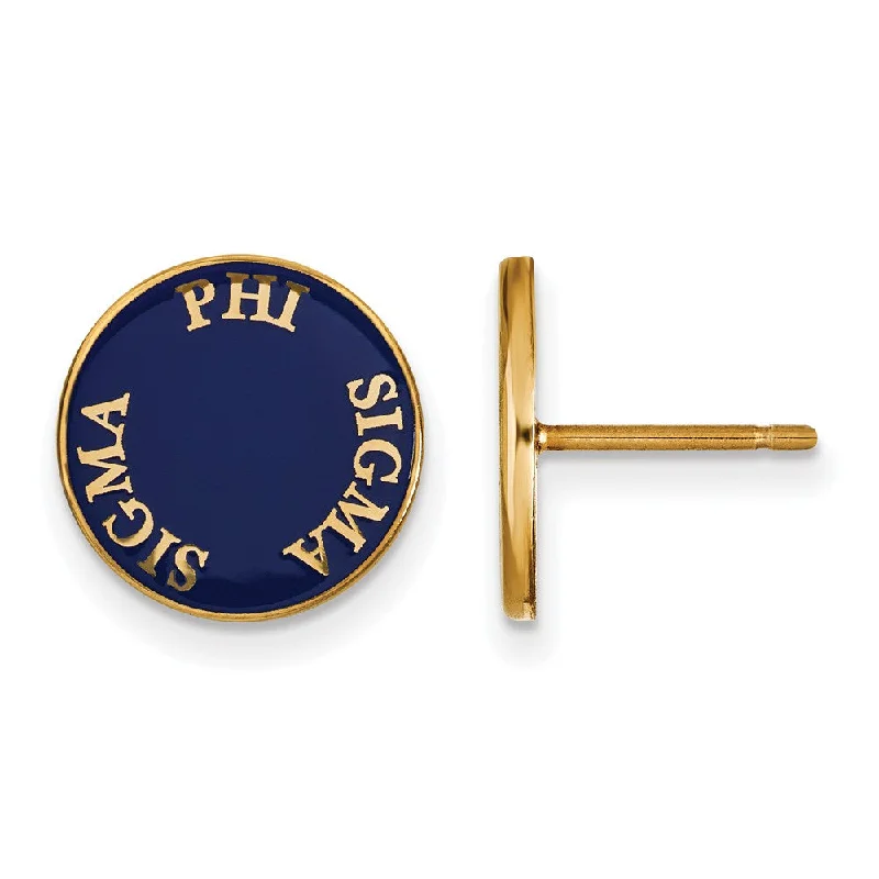 vintage drop earrings for women -14K Plated Silver Phi Sigma Sigma Enamel Disc Post Earrings