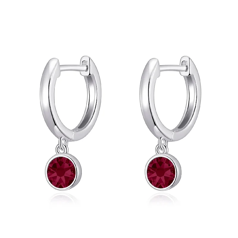 luxury earrings for women -Red Crystal Hoop Earrings Created with Zircondia® Crystals