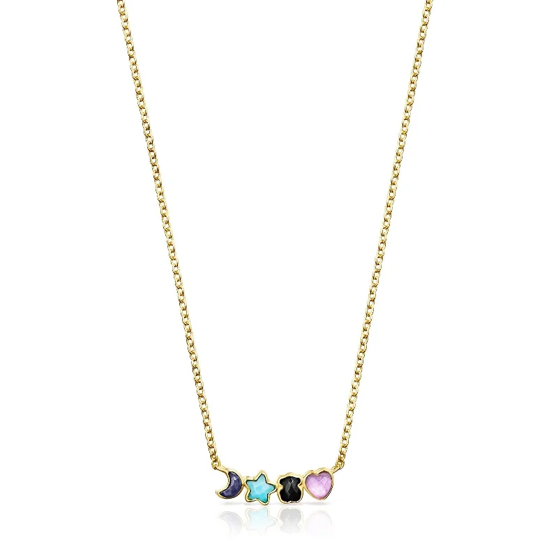 gemstone pendant necklaces for women -Tous Glory Necklace in Gold Vermeil with Gemstones 918592510