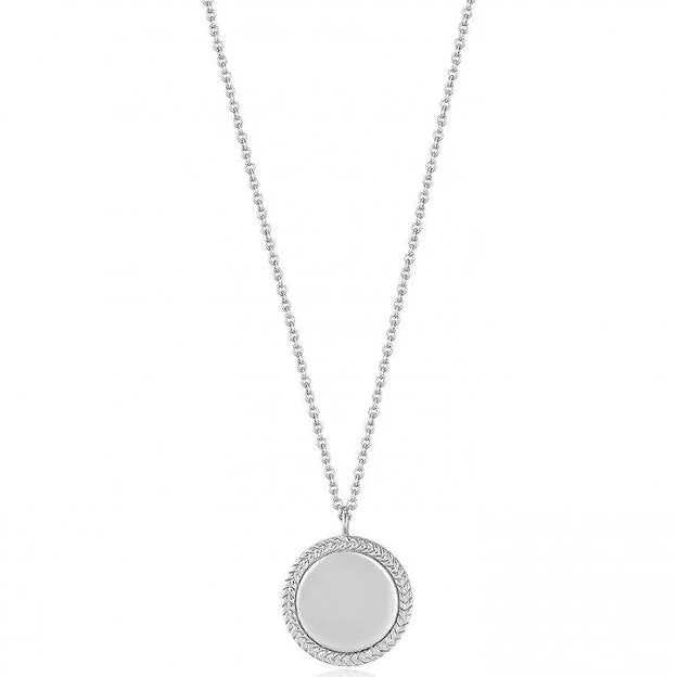 luxury chain necklaces for women -Ania Haie Silver Rope Disc Necklace N036-03H Rhodium/Sterling Silver