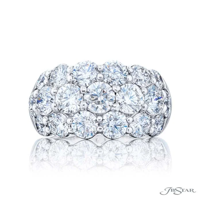 men’s style rings for women -J B Star Three Row Cluster Ring in Platinum