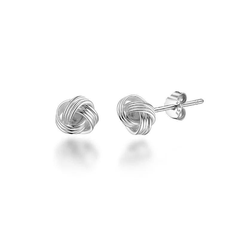 classic gold earrings for women -Sterling Silver 4mm Love Knot Earrings