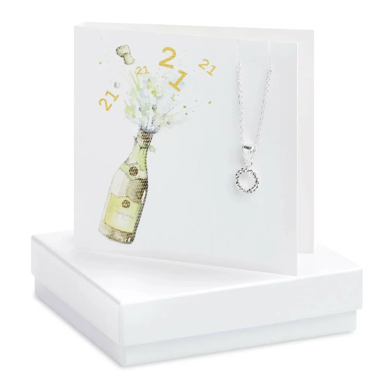 vintage pendant necklaces for women -Sterling Silver CZ Pendant Necklace - Ideal Gift Set for 21st Birthday - Includes Gift Box Greeting Card