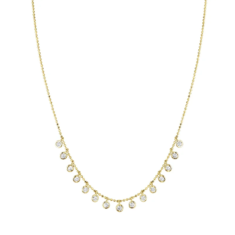 double chain necklaces for women -Diamond Bezel Drip Necklace