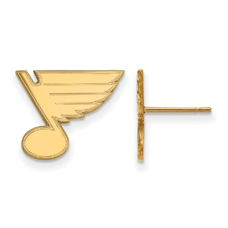 statement drop earrings for women -SS 14k Yellow Gold Plated NHL St. Louis Blues Small Post Earrings