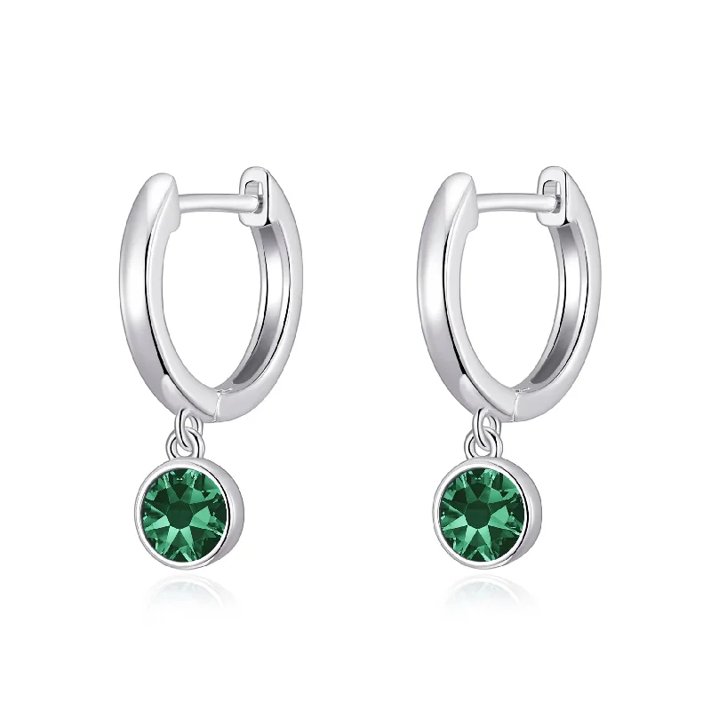 hoop earrings with diamonds -Green Crystal Hoop Earrings Created with Zircondia® Crystals