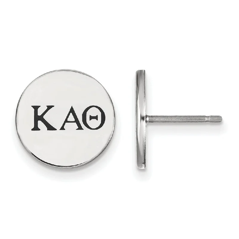 chic hoop earrings for women -Sterling Silver Kappa Alpha Theta Enamel Greek Letters Post Earrings