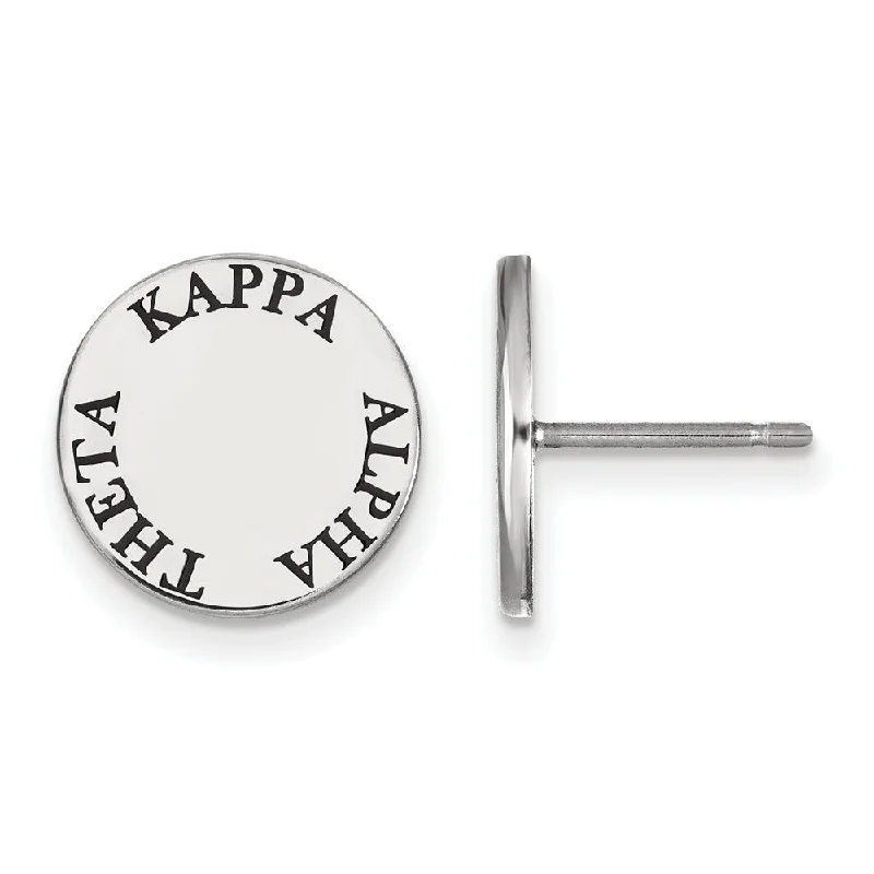 trendy statement earrings for women -Sterling Silver Kappa Alpha Theta Black Enamel Post Earrings