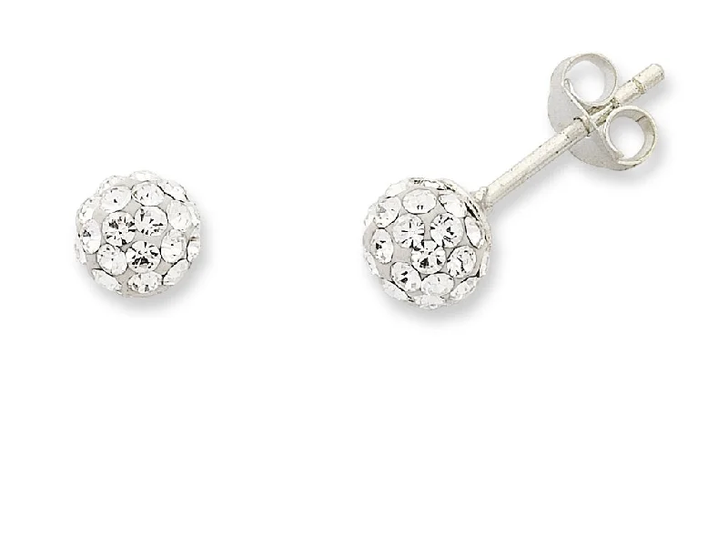 bridal hoop earrings for women -Sterling Silver Crystal Ball Stud Earrings