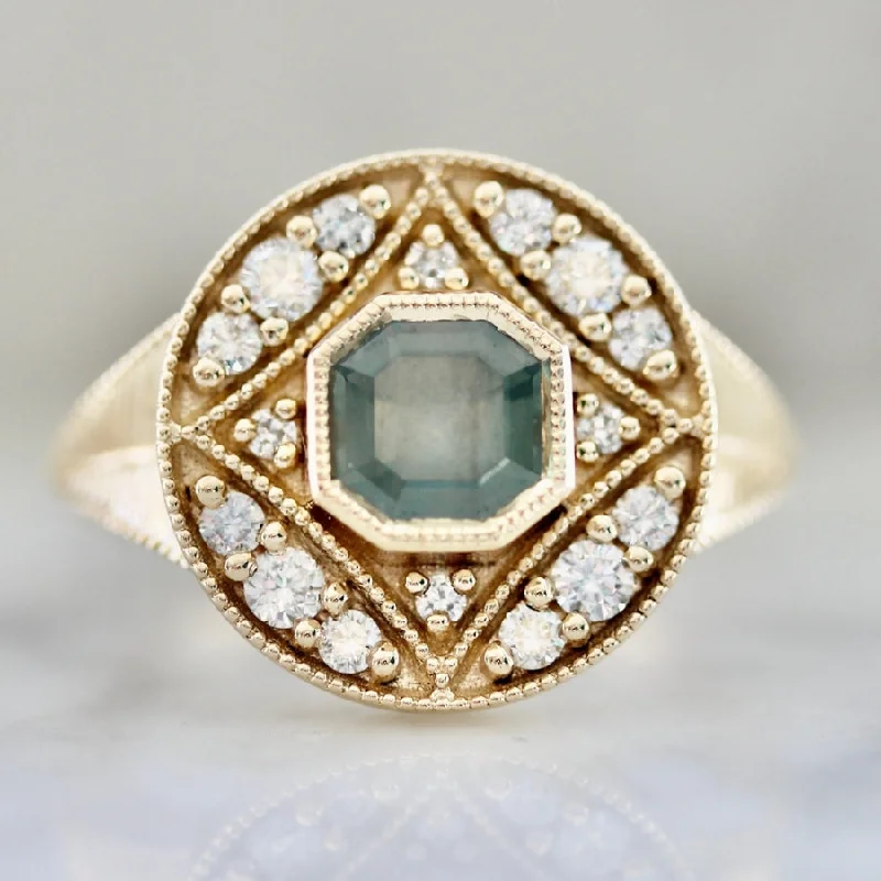 colorful rings for women -Big Sky Teal Asscher Cut Montana Sapphire Ring