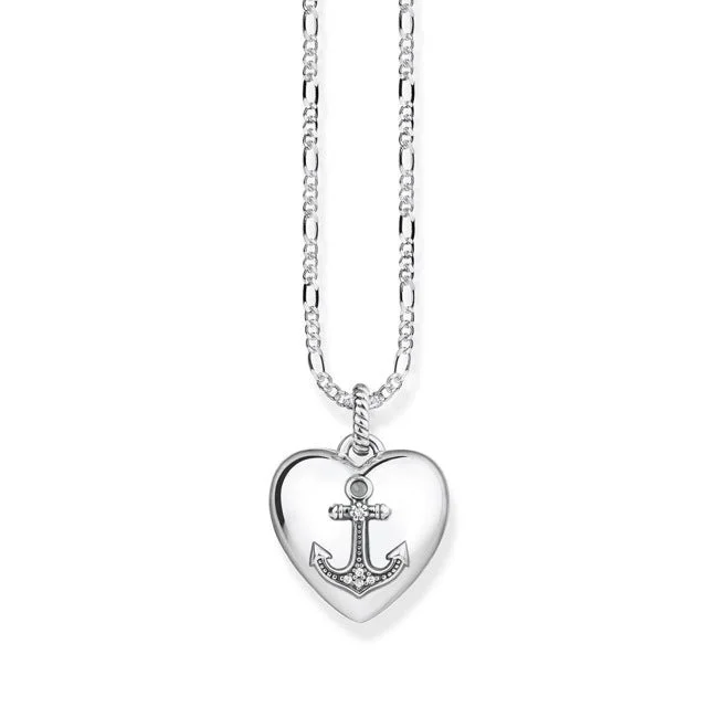 sterling silver necklaces for women -Thomas Sabo Silver Anchor Heart Locket Necklace D_KE0039-356-14-L45v