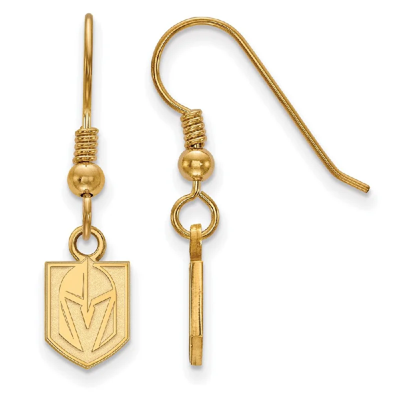 trendy statement earrings for women -SS 14k Yellow Gold Plated NHL Vegas Golden Knights XS Dangle Earrings