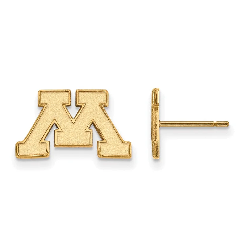 trendy statement earrings for women -14k Yellow Gold University of Minnesota XS (Tiny) Post Earrings