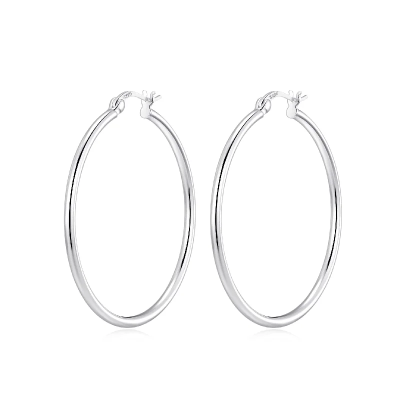 diamond stud earrings for women -Sterling Silver 40mm Hoop Earrings