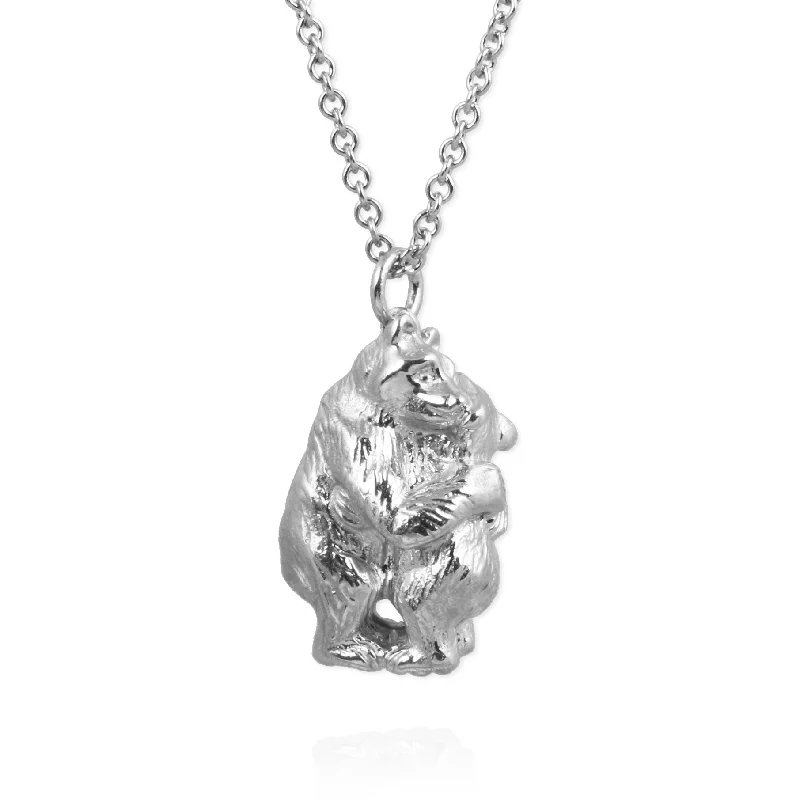 engraved silver necklaces for women -Bear Hug Necklace