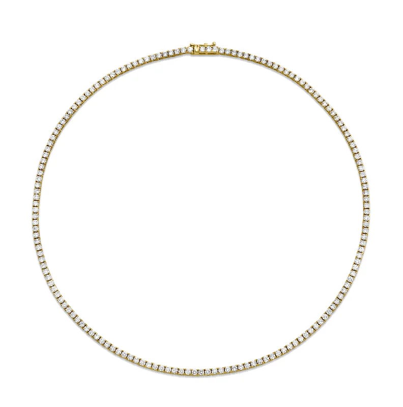 minimalist necklaces for women -Straight Line Round Brilliant Cut Diamond Necklace in Yellow Gold