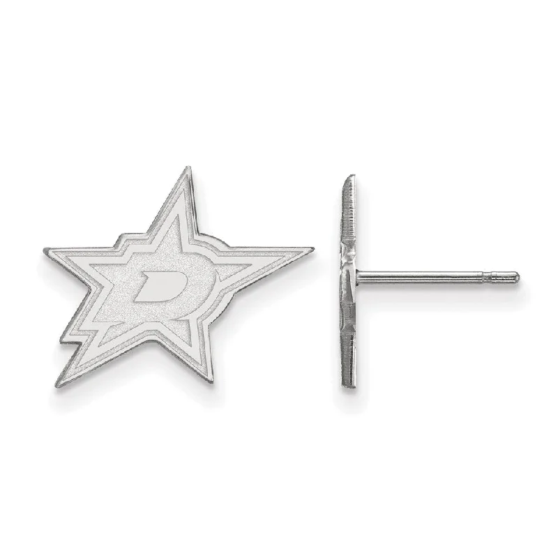 bold earrings for women -14k White Gold NHL Dallas Stars Small Post Earrings