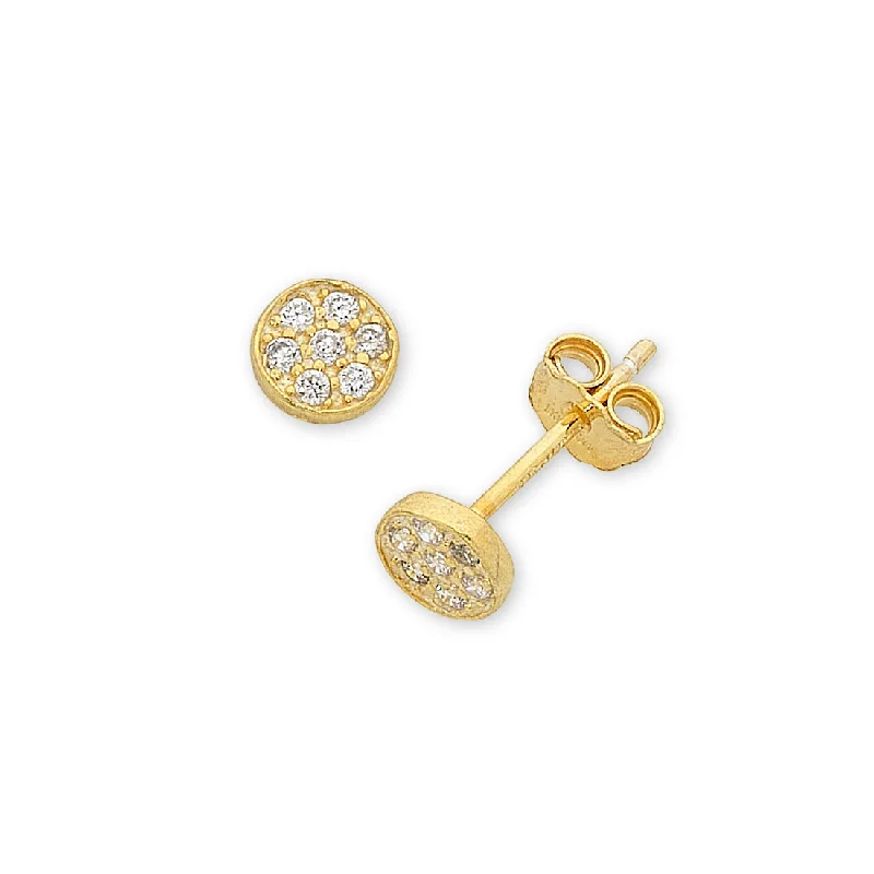 classic pearl earrings for women -9ct Yellow Gold Silver Infused Pave Earrings 5.5mm