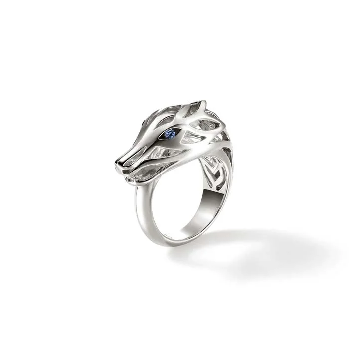 men’s wedding rings -John Hardy Naga Ring with Sapphires in Sterling Silver