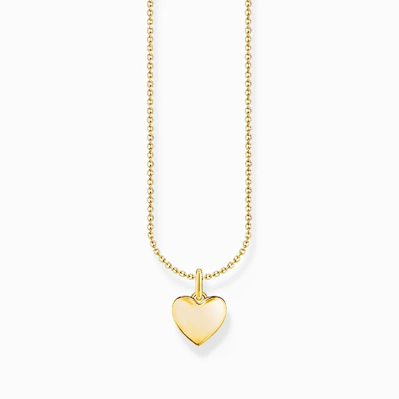 art deco necklaces for women -Thomas Sabo Silver Gold-plated necklace with heart pendant KE2234-413-39-L45V