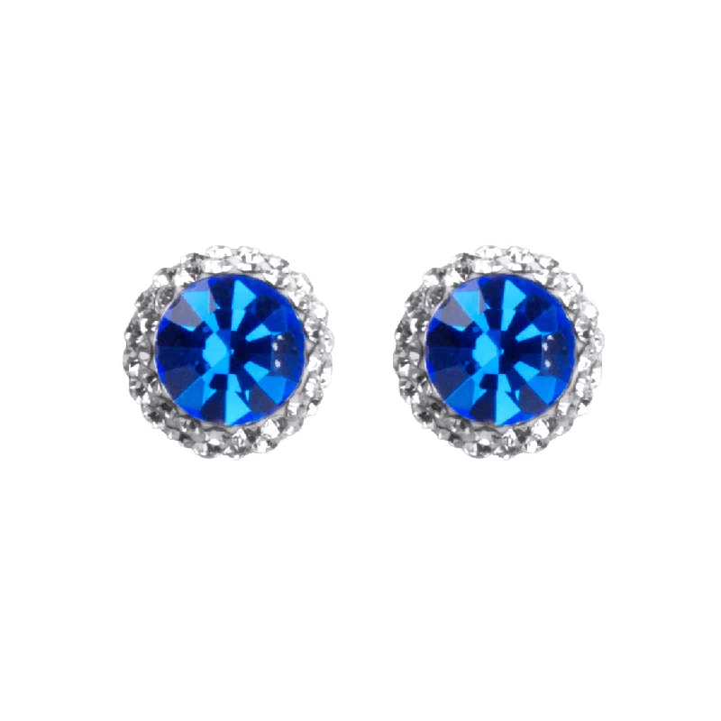 gold earrings for women -Sterling Silver Blue Crystal September Birthstone Earrings