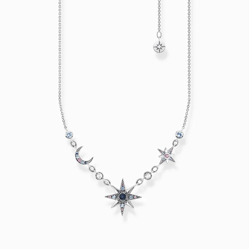 birthstone necklaces for women -Thomas Sabo Necklace Royalty Star & Moon Silver KE2119-945-7-L45V