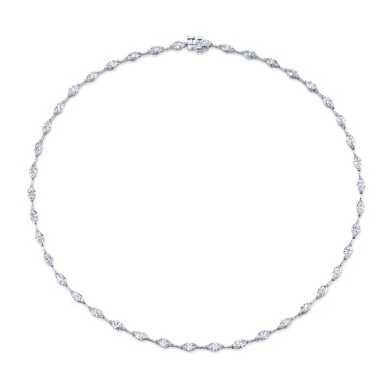 simple charm necklaces for women -8.64 Carat 18k White Gold Necklace