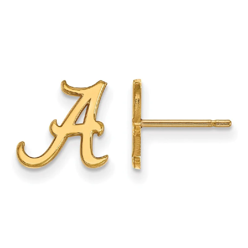 minimal earrings for women -10k Yellow Gold University of Alabama XS (Tiny) 'A' Post Earrings