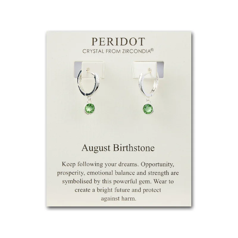 trendy statement earrings for women -August Birthstone Hoop Earrings Created with Peridot Zircondia® Crystals