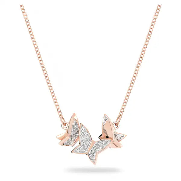 sparkling necklaces for women -Swarovski Lilia necklace Butterfly, White, Rose gold-tone plated 5636422