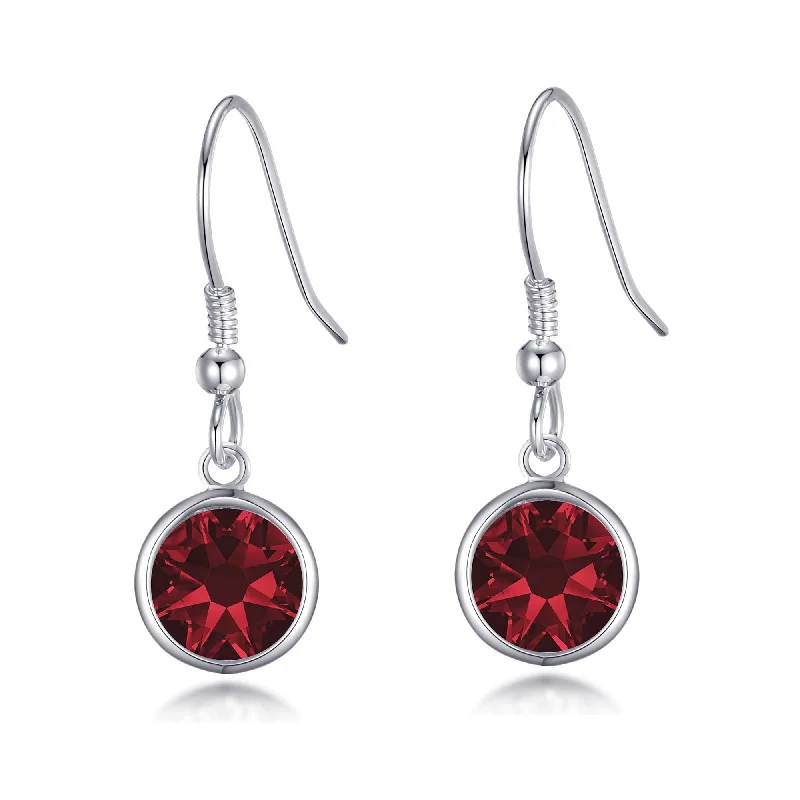 handmade earrings for women -Dark Red Crystal Drop Earrings Created with Zircondia® Crystals