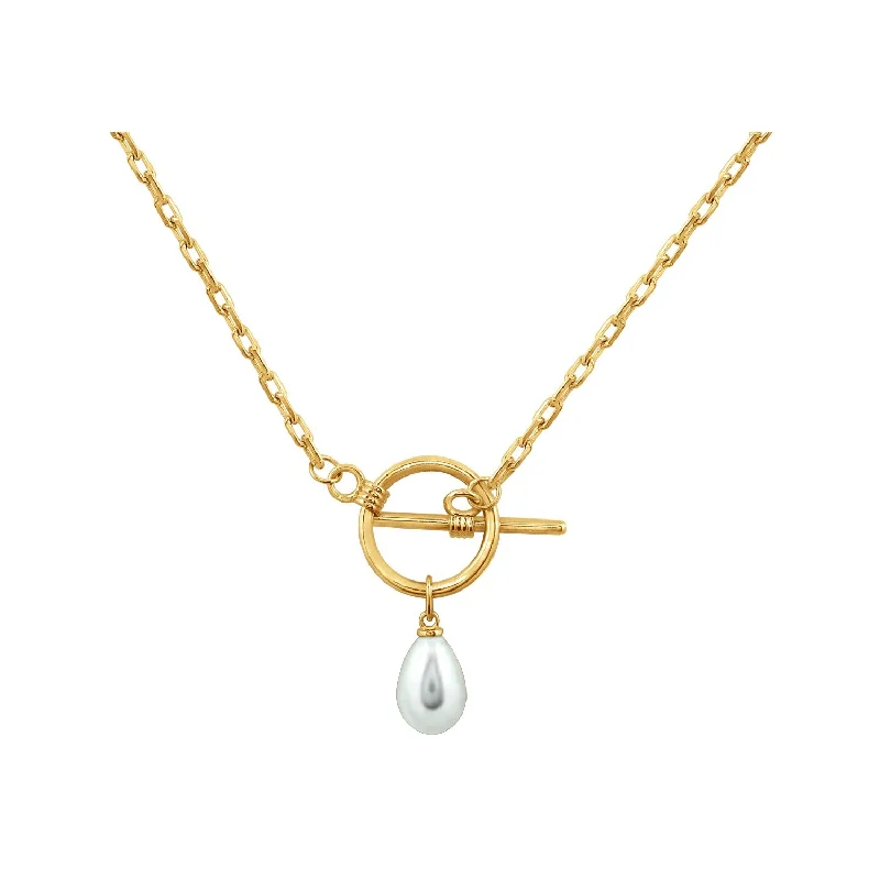 classic gold necklaces for women -Drop Pearl Pendant Necklace