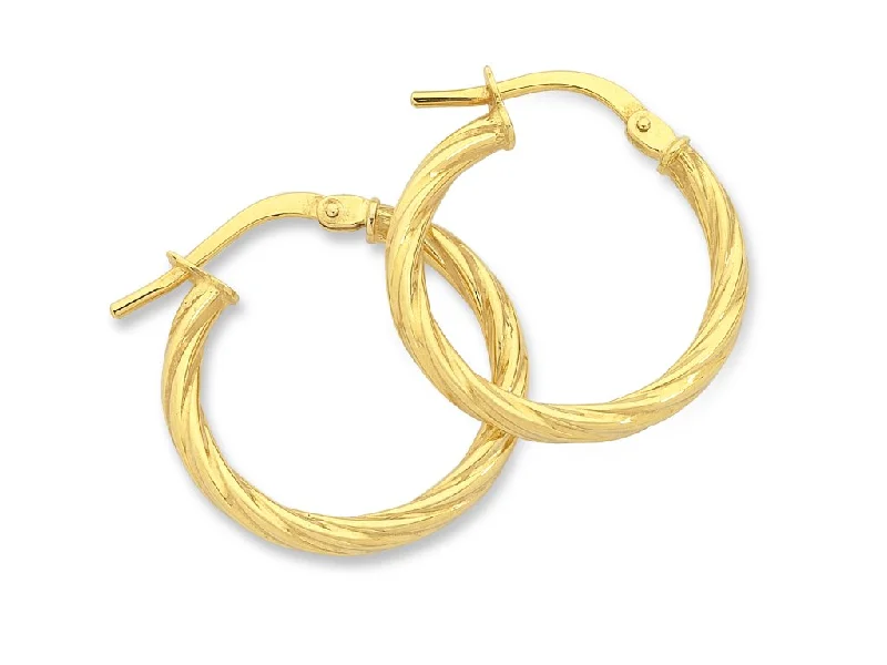 custom hoop earrings for women -9ct Yellow Gold Silver Infused Hoop Earrings