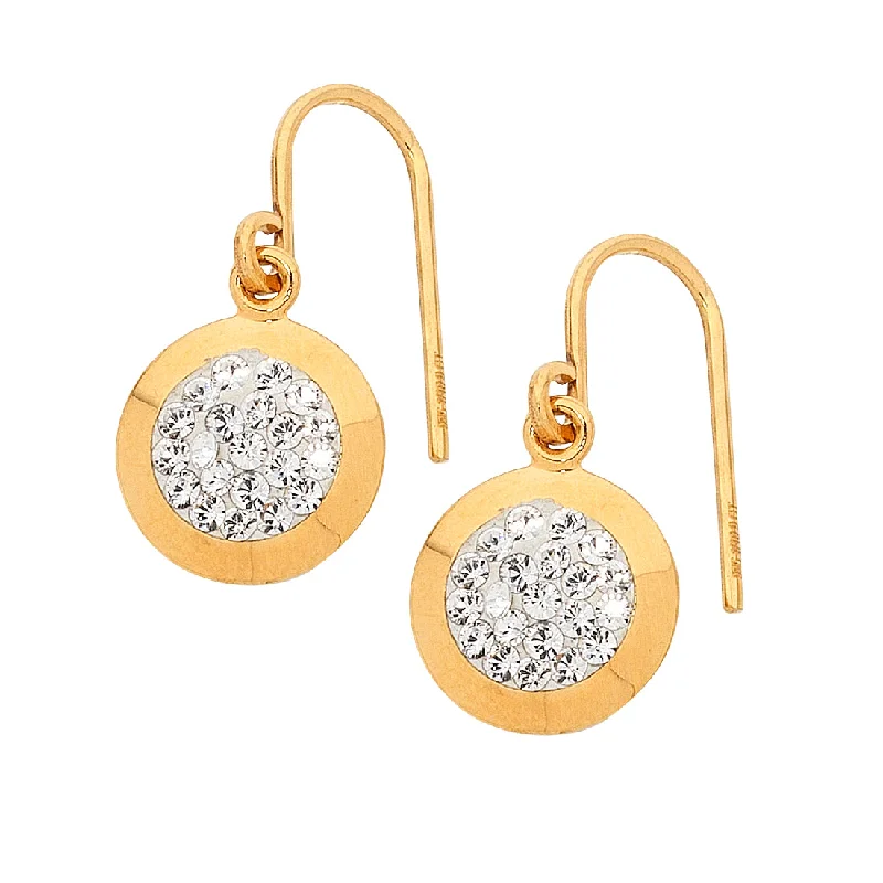 minimal earrings for women -9ct Yellow Gold Silver Infused Drop Earrings