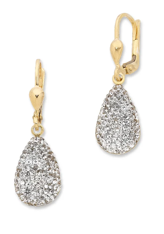 diamond earrings for women -9ct Yellow Gold Silver Infused Crystal Earrings