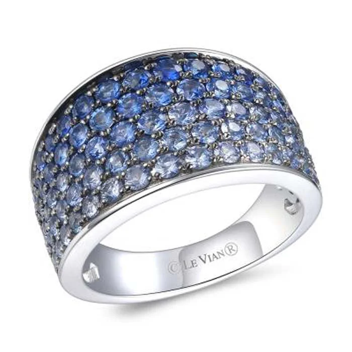 bridal gold rings for women -Le Vian Denim Ombré Ring featuring Sapphires in 14K Vanilla Gold