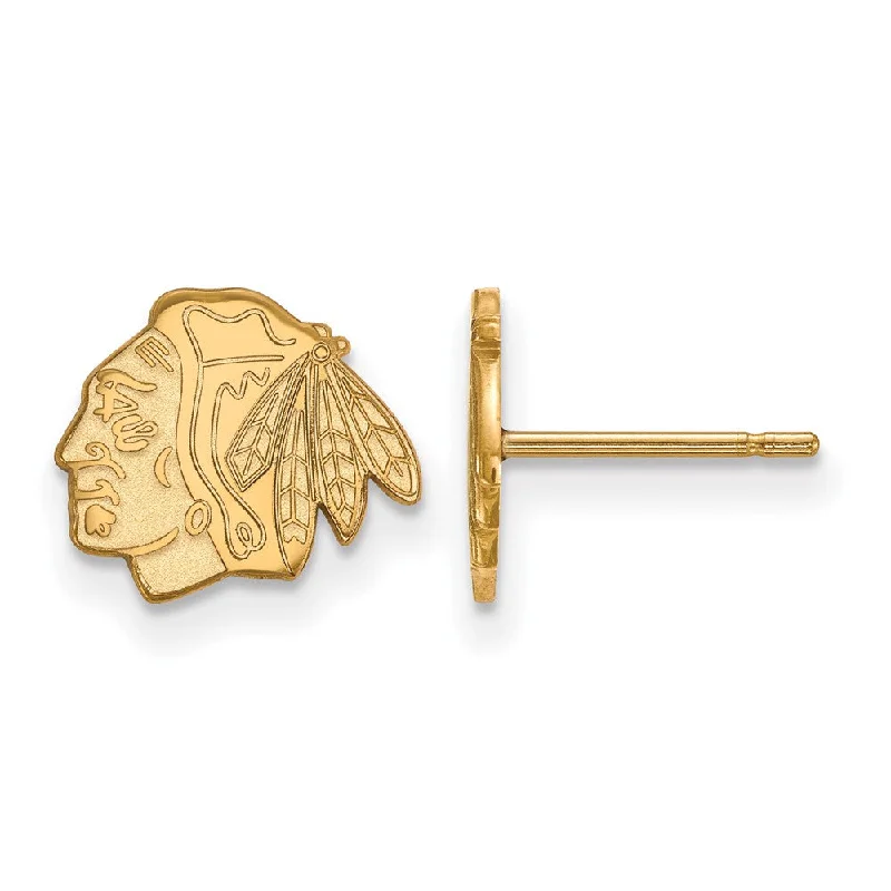 luxury earrings for women -10k Yellow Gold NHL Chicago Blackhawks XS Post Earrings