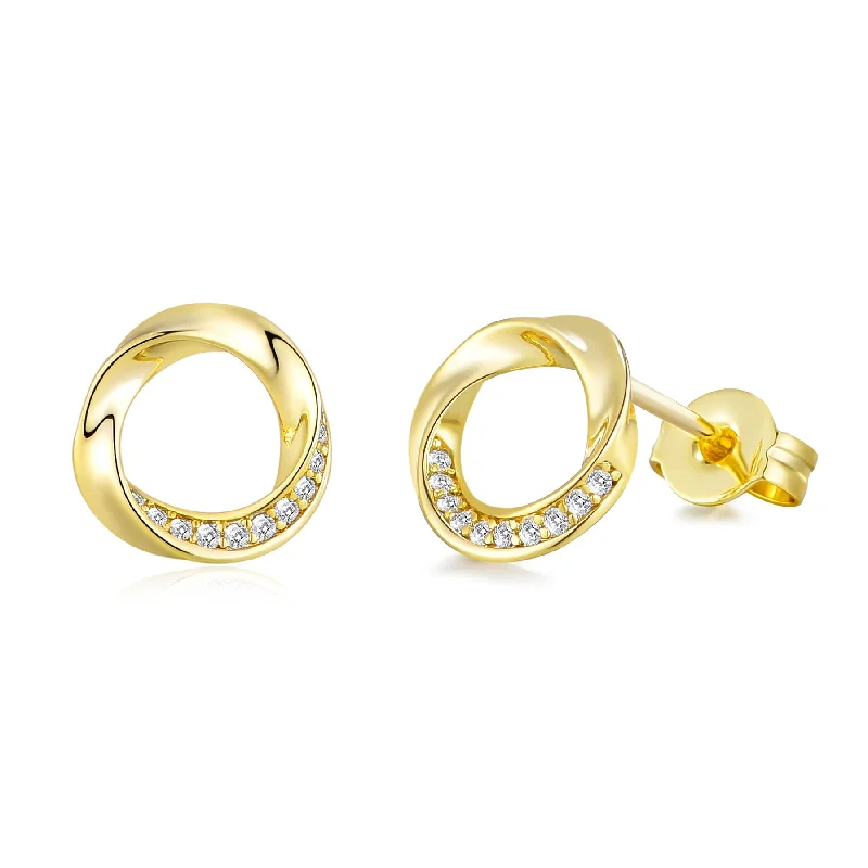 chic hoop earrings for women -Gold Plated Circle Twist Earrings Created with Zircondia® Crystals