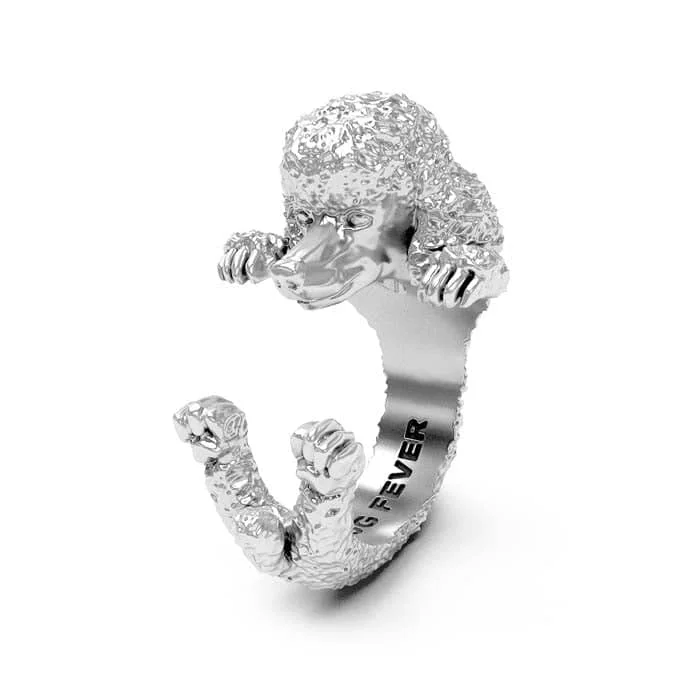 gold statement rings -Dog Fever Poodle Hug Ring, Sterling Silver